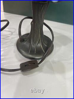 Vintage 12 Tiffany Style Wisteria Table Lamp Leaded Stained Glass Blue Green