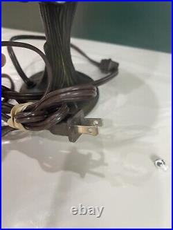 Vintage 12 Tiffany Style Wisteria Table Lamp Leaded Stained Glass Blue Green