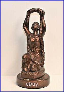 Vintage 14 Cast Metal Bronze Figurative Statue Table Lamp Parts Statue 4.3