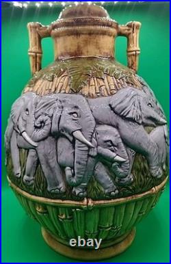 Vintage 17 Tall 1-of-a-kind Ceramic Elephant Theme Lamp Base By Shirley 1978