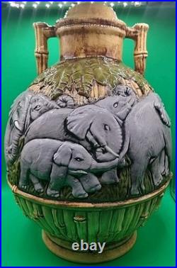 Vintage 17 Tall 1-of-a-kind Ceramic Elephant Theme Lamp Base By Shirley 1978
