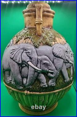 Vintage 17 Tall 1-of-a-kind Ceramic Elephant Theme Lamp Base By Shirley 1978
