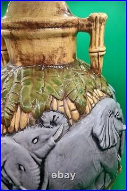 Vintage 17 Tall 1-of-a-kind Ceramic Elephant Theme Lamp Base By Shirley 1978