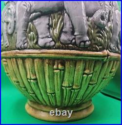 Vintage 17 Tall 1-of-a-kind Ceramic Elephant Theme Lamp Base By Shirley 1978
