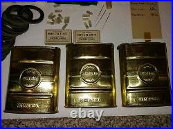 Vintage 1940's/1950's Coal Mining, 3 Mint Justrite Carbide Pocket Cans, Lamp Parts