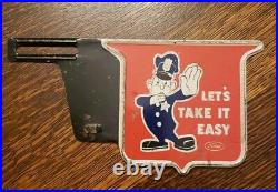 Vintage 1940s Ford Let's Take It Easy with Police Officer License Plate Topper