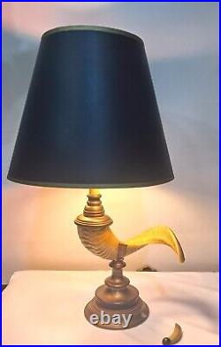 Vintage 1975 Chapman Brass Faux Ram's Horn Table Lamp As Is Parts