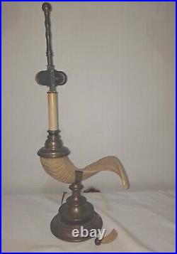 Vintage 1975 Chapman Brass Faux Ram's Horn Table Lamp As Is Parts