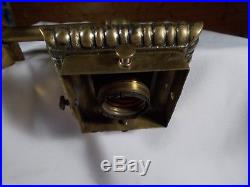 Vintage 2 Socket MISSION Brass Electric Table Lamp c1900s