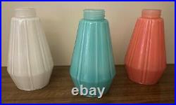 Vintage 3 Light Glass Shades Tension Pole Floor Lamp MCM Colored Glass Parts