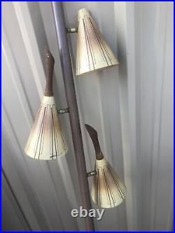 Vintage 3 light pole Light 6 Section, Cone, Danish, For Parts. As is