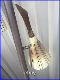 Vintage 3 light pole Light 6 Section, Cone, Danish, For Parts. As is
