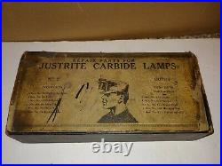 Vintage 40's Justrite Carbide Lamps Repair Parts Counter Display Box, Coal Mining