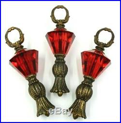 Vintage 8 Red Glass Crystals Drop Prisms For Period Correct Lamps Lamp Parts