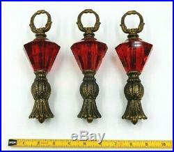 Vintage 8 Red Glass Crystals Drop Prisms For Period Correct Lamps Lamp Parts