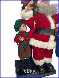 Vintage 93 Santa Animated Boy Puppy Lamp Post 27 Lights Up No Box See VIDEO