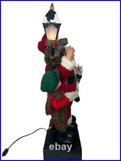 Vintage 93 Santa Animated Boy Puppy Lamp Post 27 Lights Up No Box See VIDEO