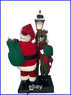 Vintage 93 Santa Animated Boy Puppy Lamp Post 27 Lights Up No Box See VIDEO