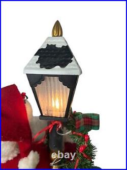 Vintage 93 Santa Animated Boy Puppy Lamp Post 27 Lights Up No Box See VIDEO