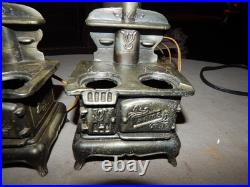 Vintage Acme Cast Iron Wood Stove Lamps Lot Of 2 Works Parts Estate Find