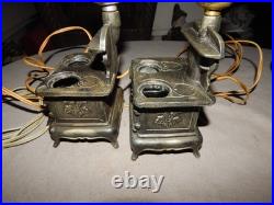 Vintage Acme Cast Iron Wood Stove Lamps Lot Of 2 Works Parts Estate Find Vintage Acme Cast Iron Wood Stove Lamps Lot Of 2 Works Parts Estate Find