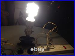Vintage Acme Cast Iron Wood Stove Lamps Lot Of 2 Works Parts Estate Find