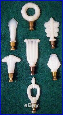 Vintage Aladdin Alacite Lamp Finials Lot of 7 Different Glass Designs RARE SET