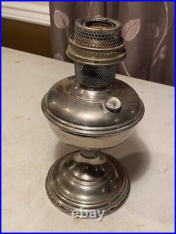 Vintage Aladdin Model 11 Oil Lamp Parts Or Repair Burner Font Base Nickel Plated