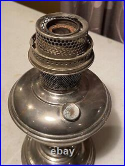 Vintage Aladdin Model 11 Oil Lamp Parts Or Repair Burner Font Base Nickel Plated