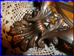 Vintage Antique 10.5 Ornate Cast Iron Copper Victorian Lamp Base LG