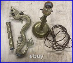 Vintage Antique Chinese Dragon Lamp Parts Repair Lot