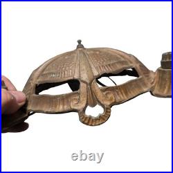 Vintage Antique Copper Tone 3 Bulb Hanging Ceiling Light Fixture For Parts