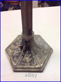 Vintage Antique Early 23 Double Socket Ornate Cast Iron Metal Lamp Base