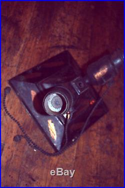 Vintage Antique Lamp Socket Japanned Hubbell Acorn Pull Copper Flashed Parts