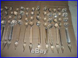 Vintage Antique Lot Of 24 Crystal Glass Spear Prisms Chandelier Lamp Part 10 Lg