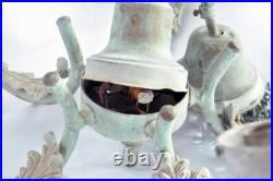 Vintage Art Deco Brass 4-Arm Hanging Light Chandelier WithHang Chain Repair/Parts