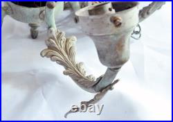 Vintage Art Deco Brass 4-Arm Hanging Light Chandelier WithHang Chain Repair/Parts