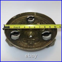 Vintage Art Deco Brass Ceiling Light Fixture Three Bulb As Is (For Parts)