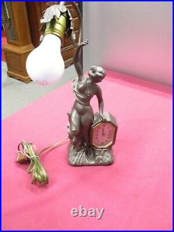 Vintage Art Deco Lamp with Clock 16 Tall- For Parts or Restoration