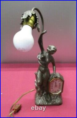 Vintage Art Deco Lamp with Clock 16 Tall- For Parts or Restoration