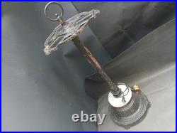 Vintage Art Deco Metal Slag Glass Lighted Smoking Stand Ashtray Lamp AS IS PARTS