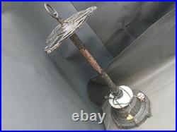 Vintage Art Deco Metal Slag Glass Lighted Smoking Stand Ashtray Lamp AS IS PARTS
