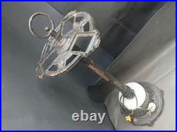 Vintage Art Deco Metal Slag Glass Lighted Smoking Stand Ashtray Lamp AS IS PARTS