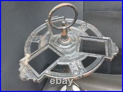 Vintage Art Deco Metal Slag Glass Lighted Smoking Stand Ashtray Lamp AS IS PARTS