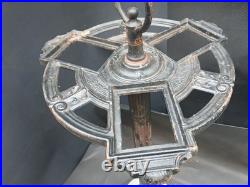 Vintage Art Deco Metal Slag Glass Lighted Smoking Stand Ashtray Lamp AS IS PARTS