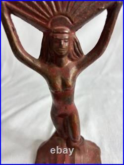 Vintage Art Deco Nude Figurine Incomplete Metal Lamp Base For Parts / Repair