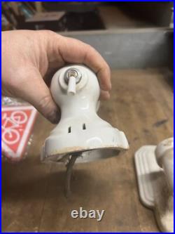 Vintage Art Deco Porcelain Ceramic Wall Mount Sconce Electric Light Lamp Parts