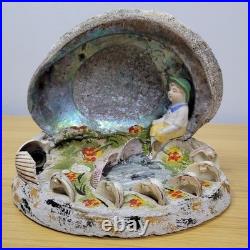 Vintage Art Nouveau Nautilus Sea Shell Figure Desk TV Lamp Abalone Florida Parts
