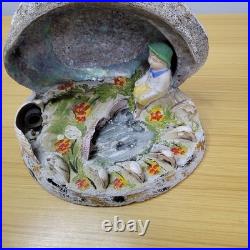 Vintage Art Nouveau Nautilus Sea Shell Figure Desk TV Lamp Abalone Florida Parts