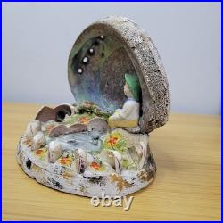 Vintage Art Nouveau Nautilus Sea Shell Figure Desk TV Lamp Abalone Florida Parts